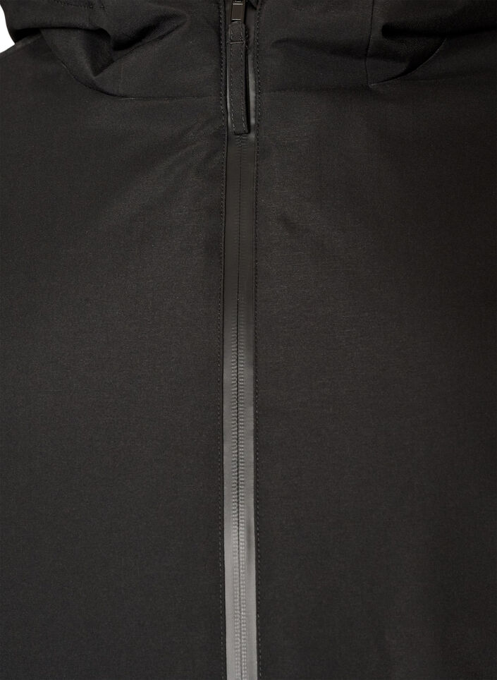 Winterjas met capuchon en verstelbare taille, Zwart, Packshot image number 2