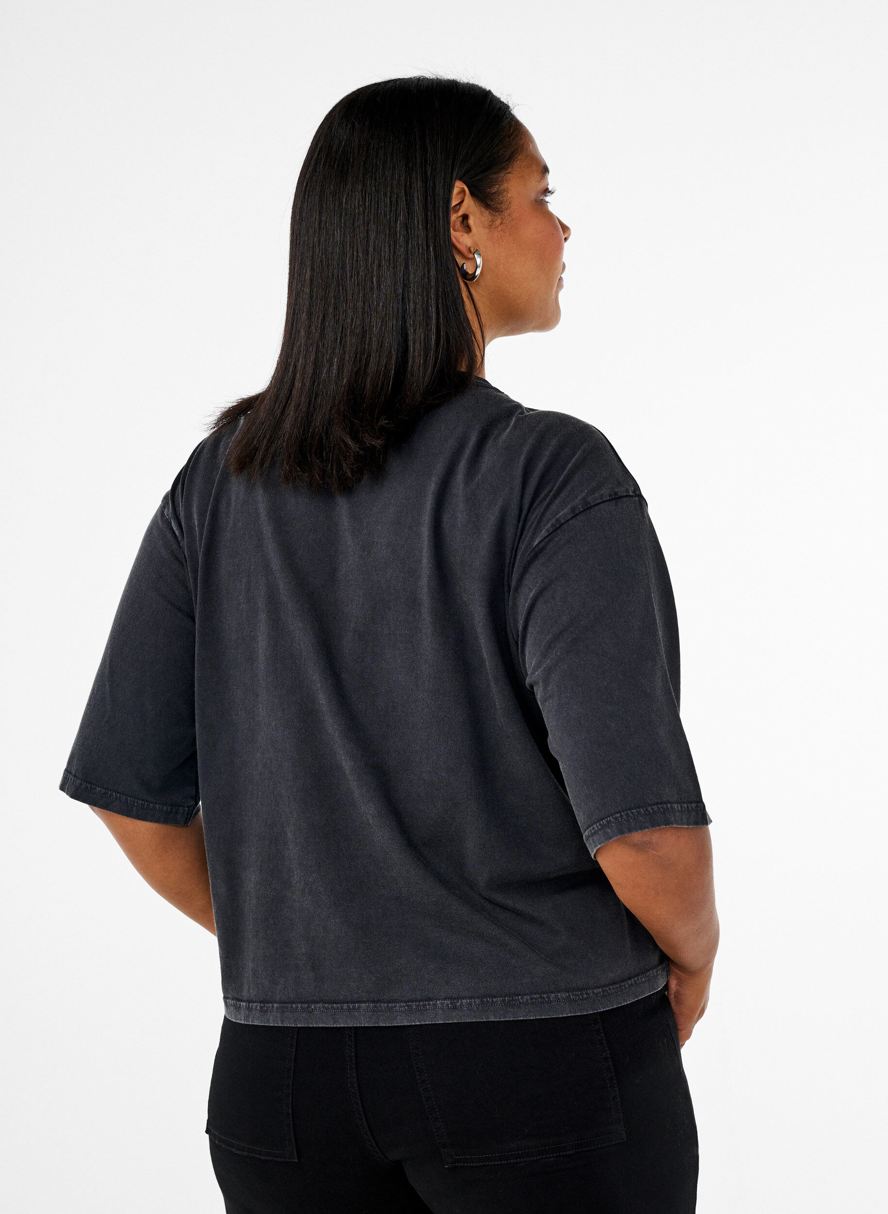 ZizziBoxy T-shirt in biologisch katoen, Grijs, Model image number 2