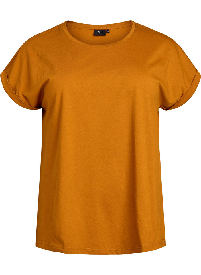 T-shirt &agrave; manches courtes en m&eacute;lange de coton, Orange, Packshot image number 0