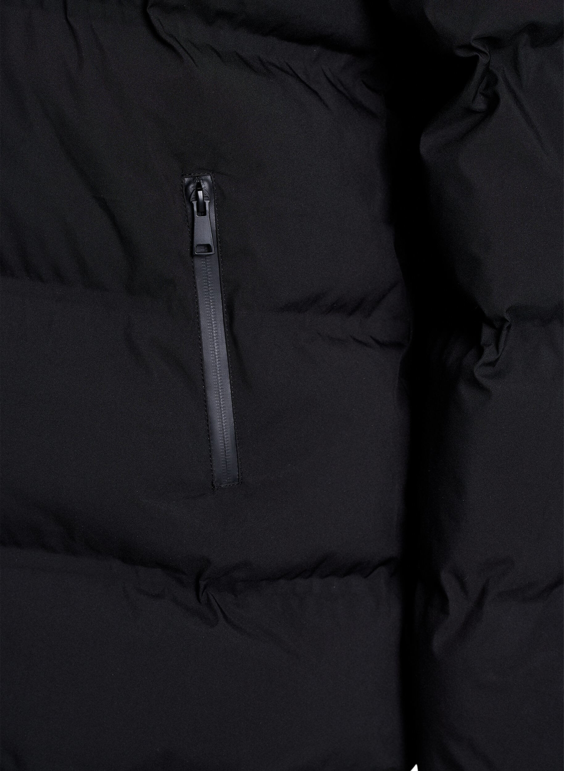 ZizziKorte gewatteerde jas met afneembare capuchon, Zwart, Packshot image number 3