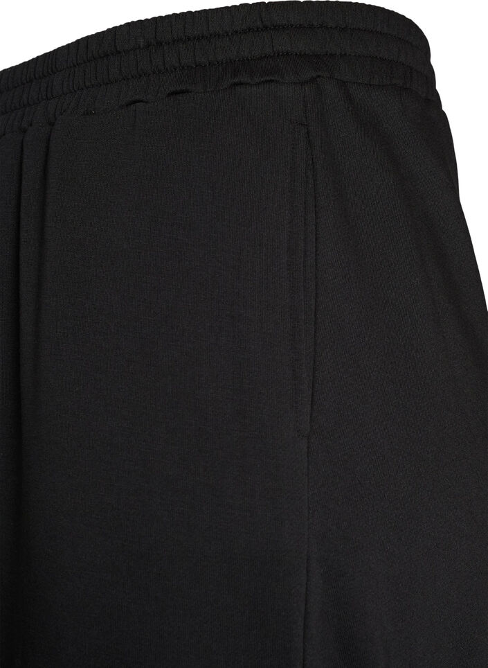 Sweatpants met hoge taille en wijde pijpen, Zwart, Packshot image number 2