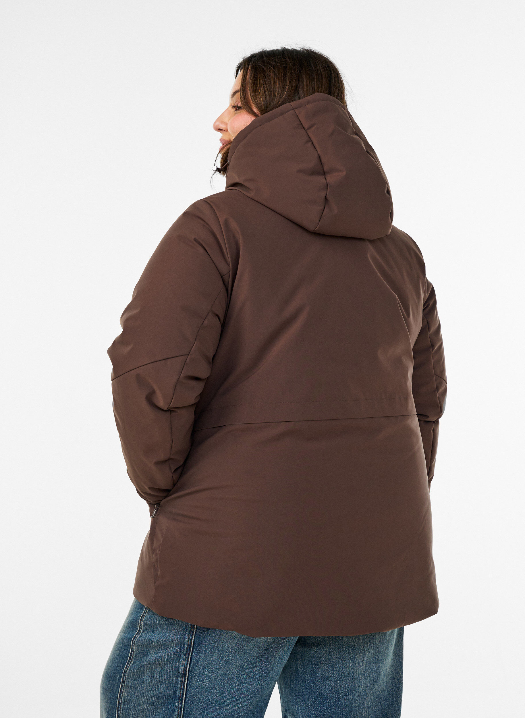 ZizziWinterjas met capuchon en verstelbare taille, Bruin, Model image number 2