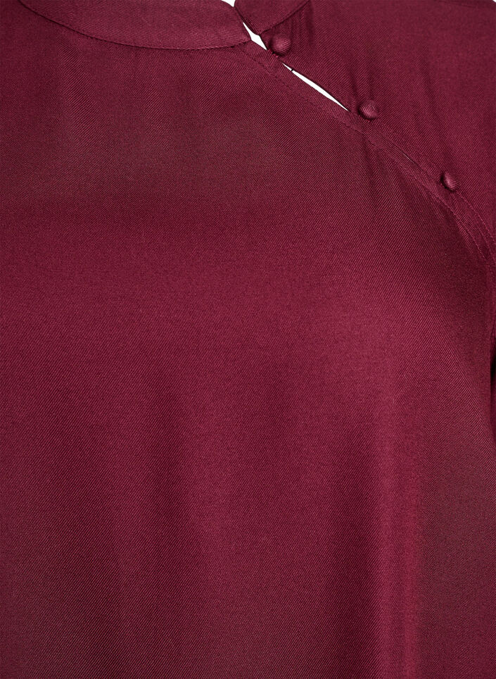 Blouse met korte mouwen en diagonale knoopsluiting, Rood, Packshot image number 2
