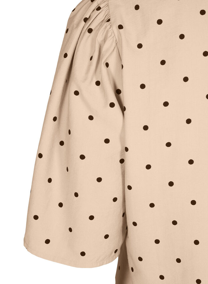 Blouse met losse mouwen en een V-hals, Doeskin w. dot AOP, Packshot