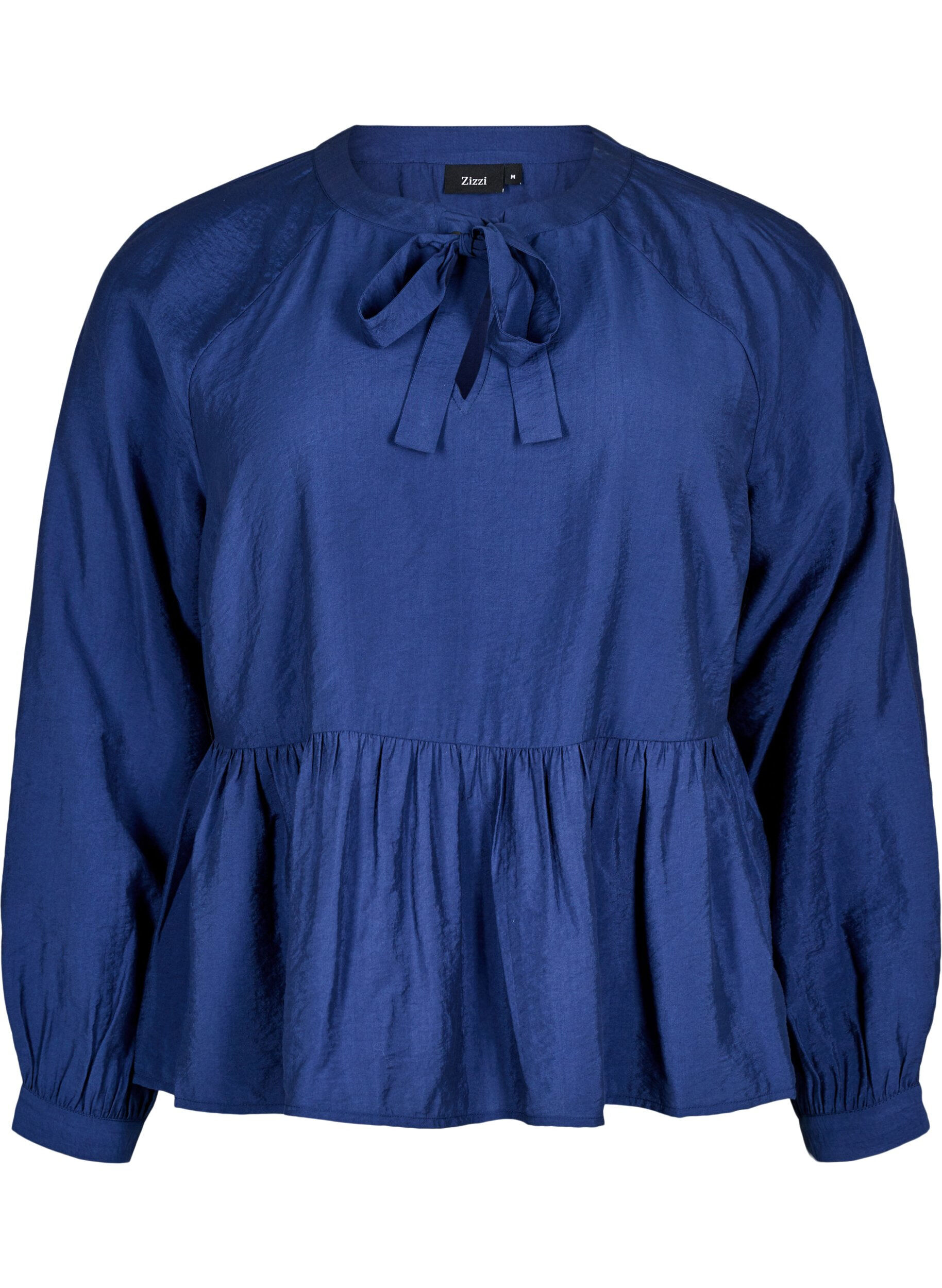 ZizziBlouse met strik en lange mouwen, Blauw, Packshot image number 0
