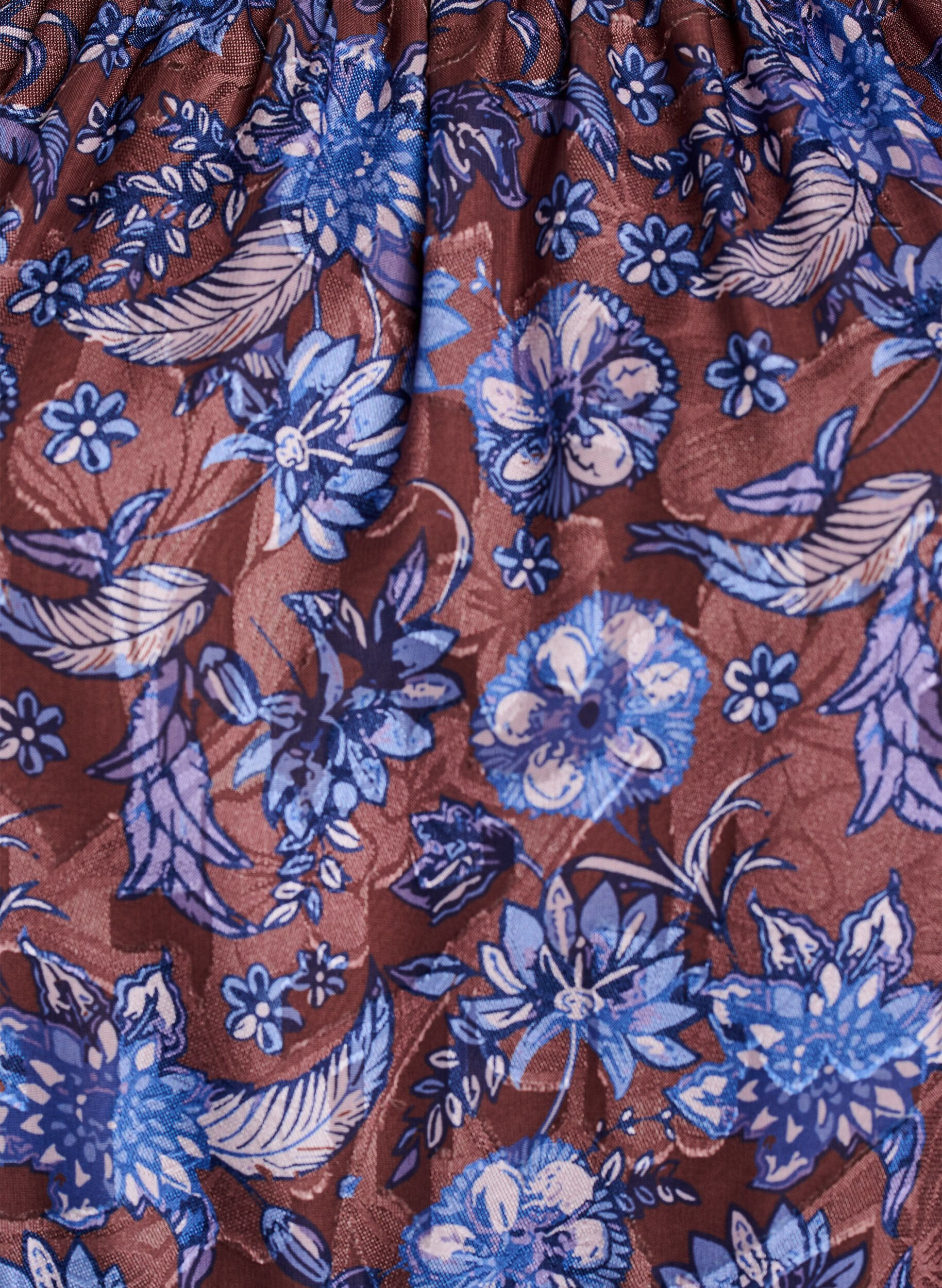 ZizziBlouse met bloemenprint en ruches aan de mouwen, Bruin, Packshot image number 2