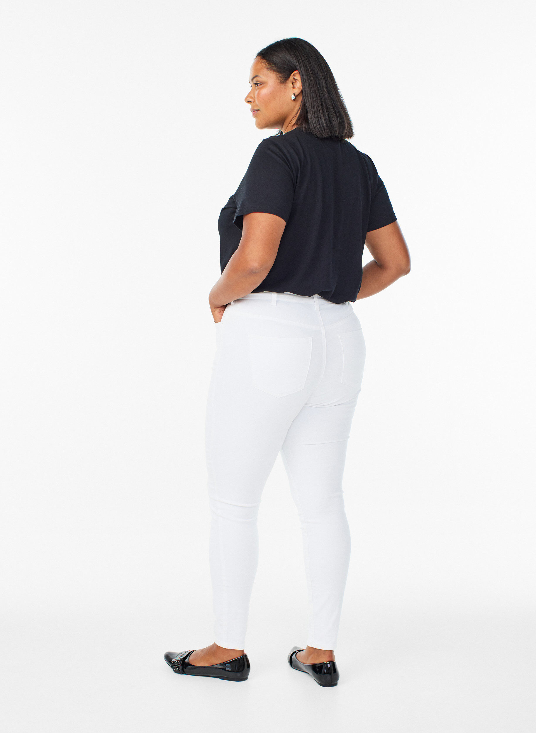 ZizziAmy super slim fit jeans met hoge taille, Wit, Model image number 1