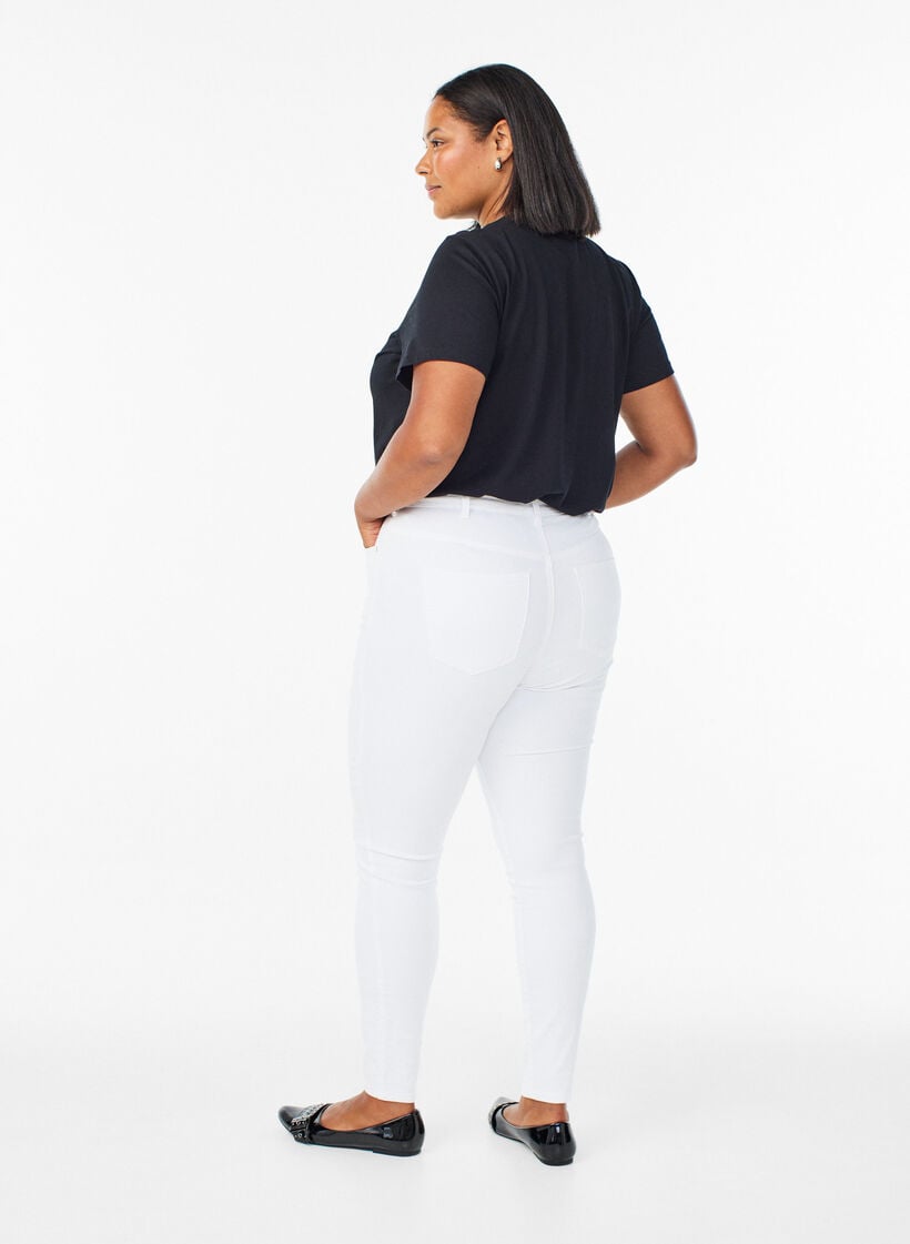 Amy super slim fit jeans met hoge taille, Wit, Model image number 1