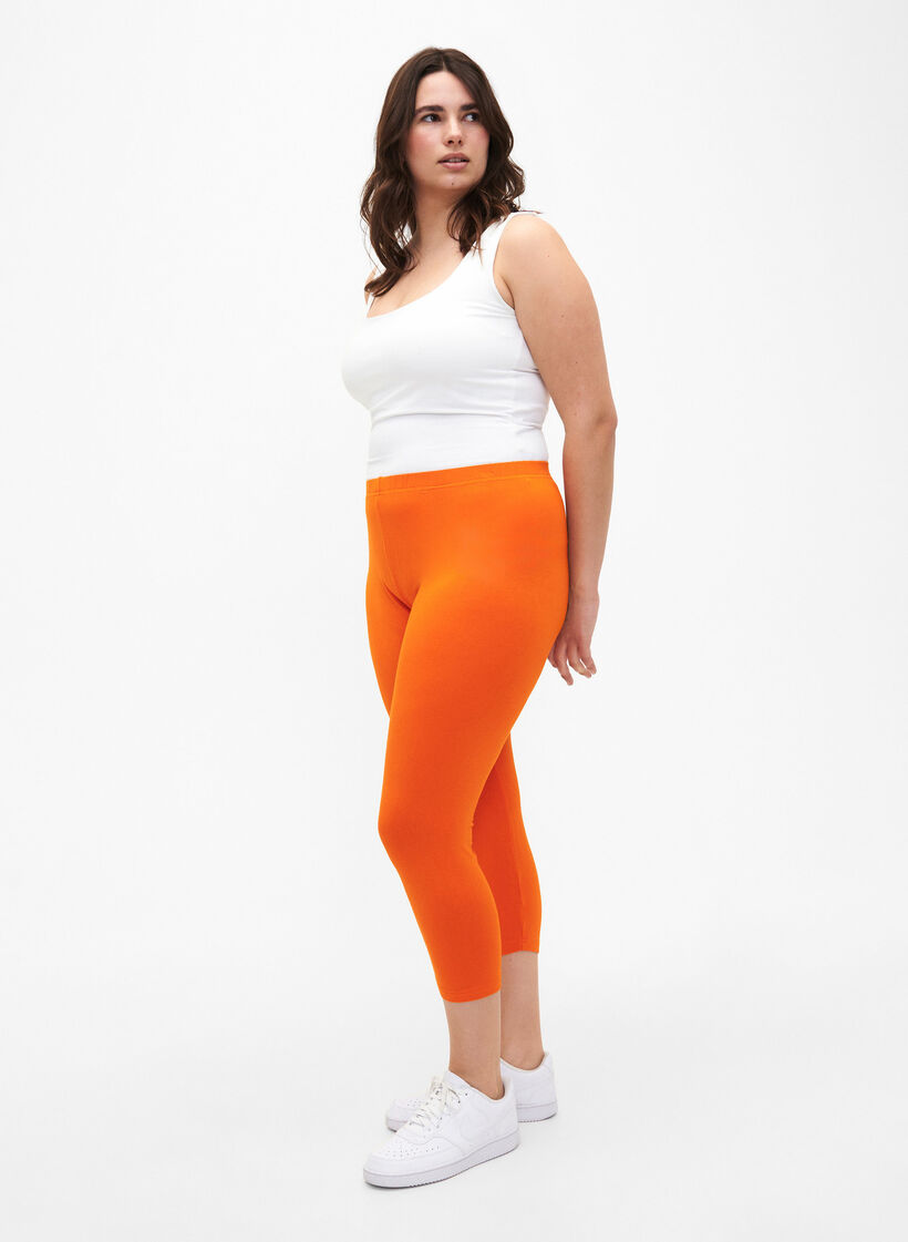 Basic 3/4 legging in viscose, Oranje, Model image number 1