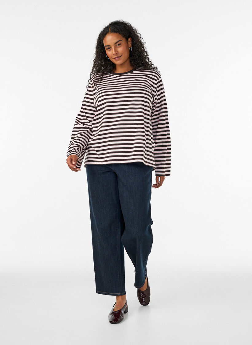 Basic T-shirt met lange mouwen, Roze, Model image number 1