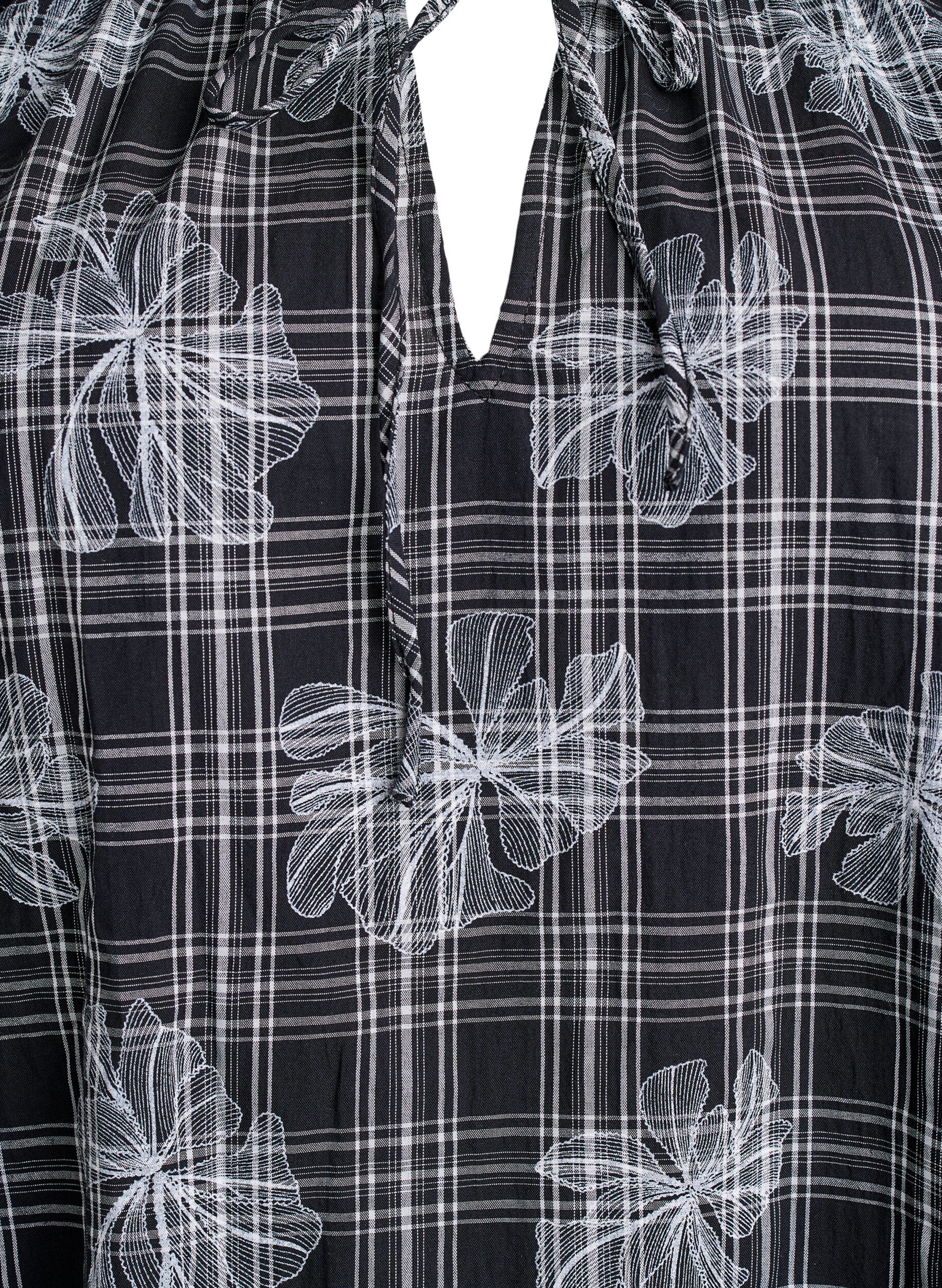 ZizziKorte jurk met ruitjes en bloemenprint, Zwart, Packshot image number 2