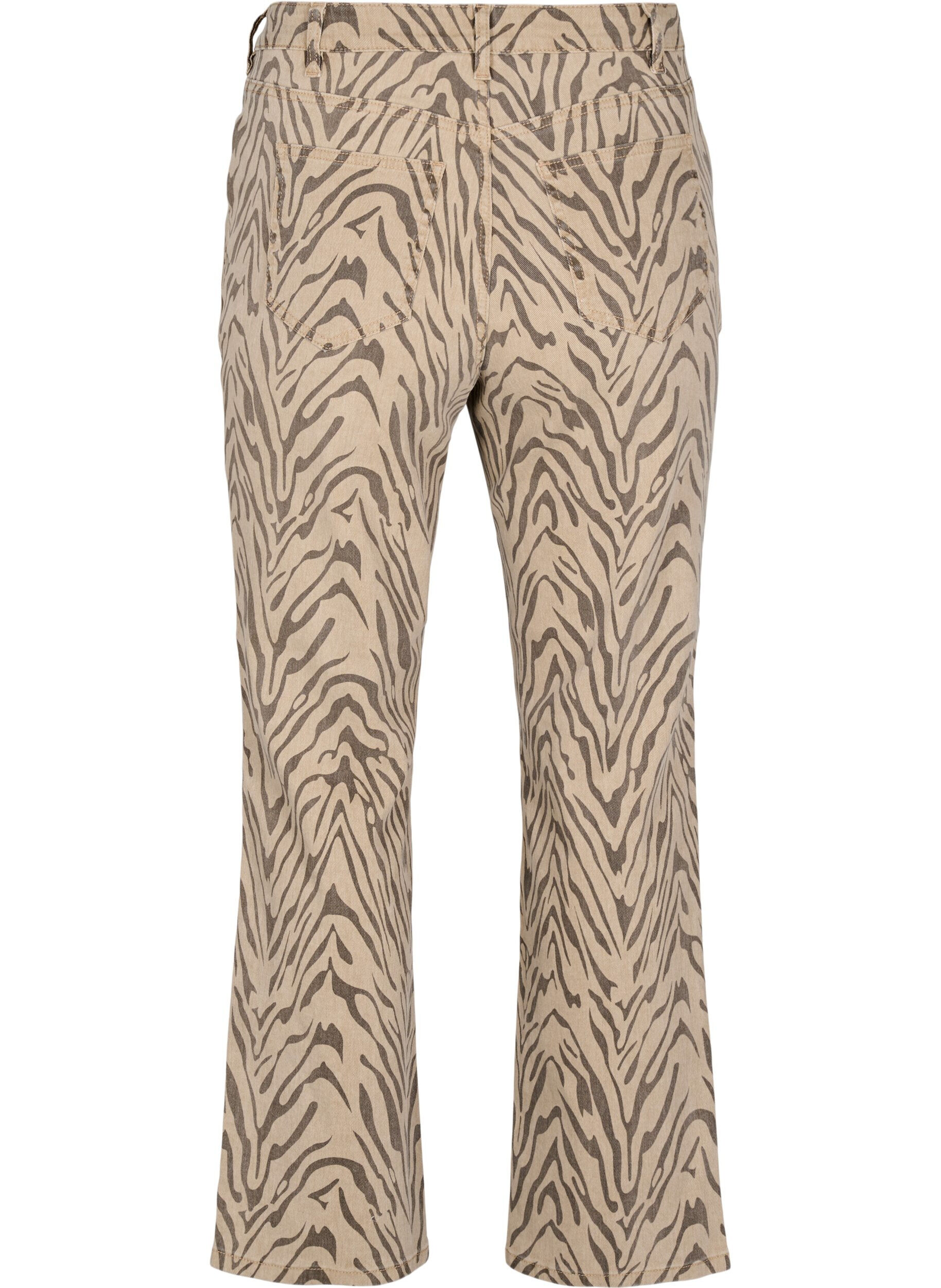 ZizziStraight-fit jeans met zebraprint, Bruin, Packshot image number 1