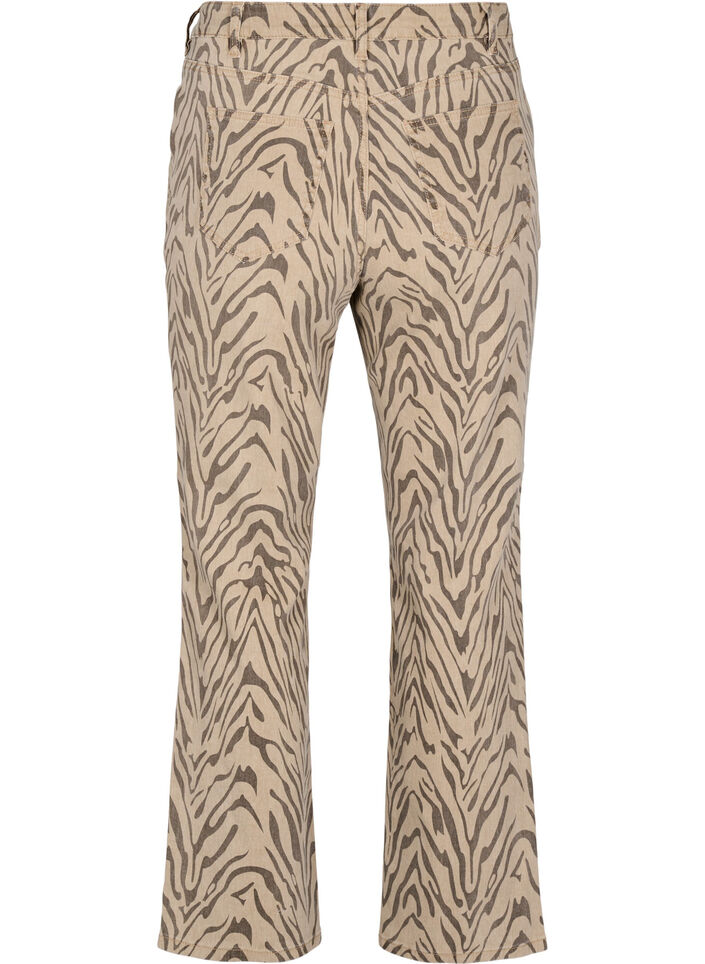 Straight-fit jeans met zebraprint, Bruin, Packshot image number 1