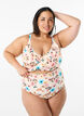 Extra high-waisted bikinibroekje met bloemenprint, Beige, Model image number 0