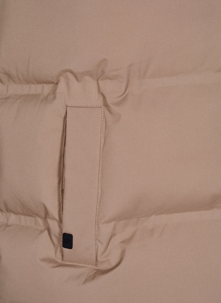 Korte puffer bodywarmer met hoge kraag, Bruin, Packshot image number 3