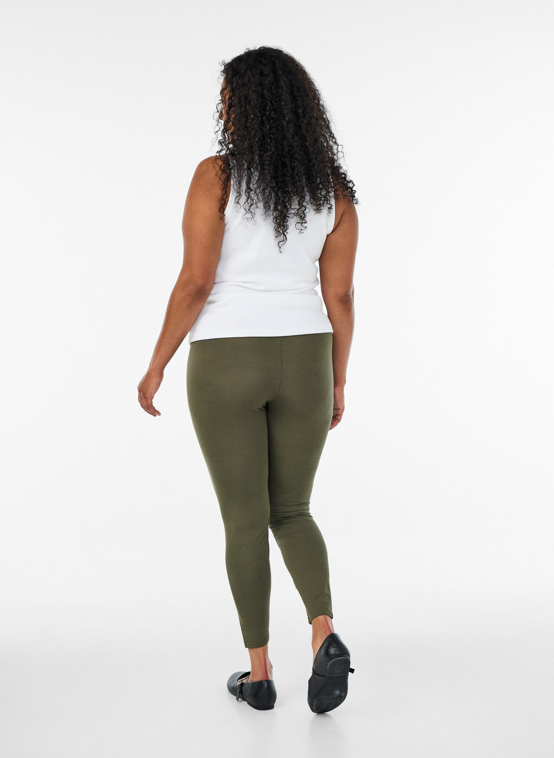 ZizziBasic legging in viscose, Groen, Model image number 2