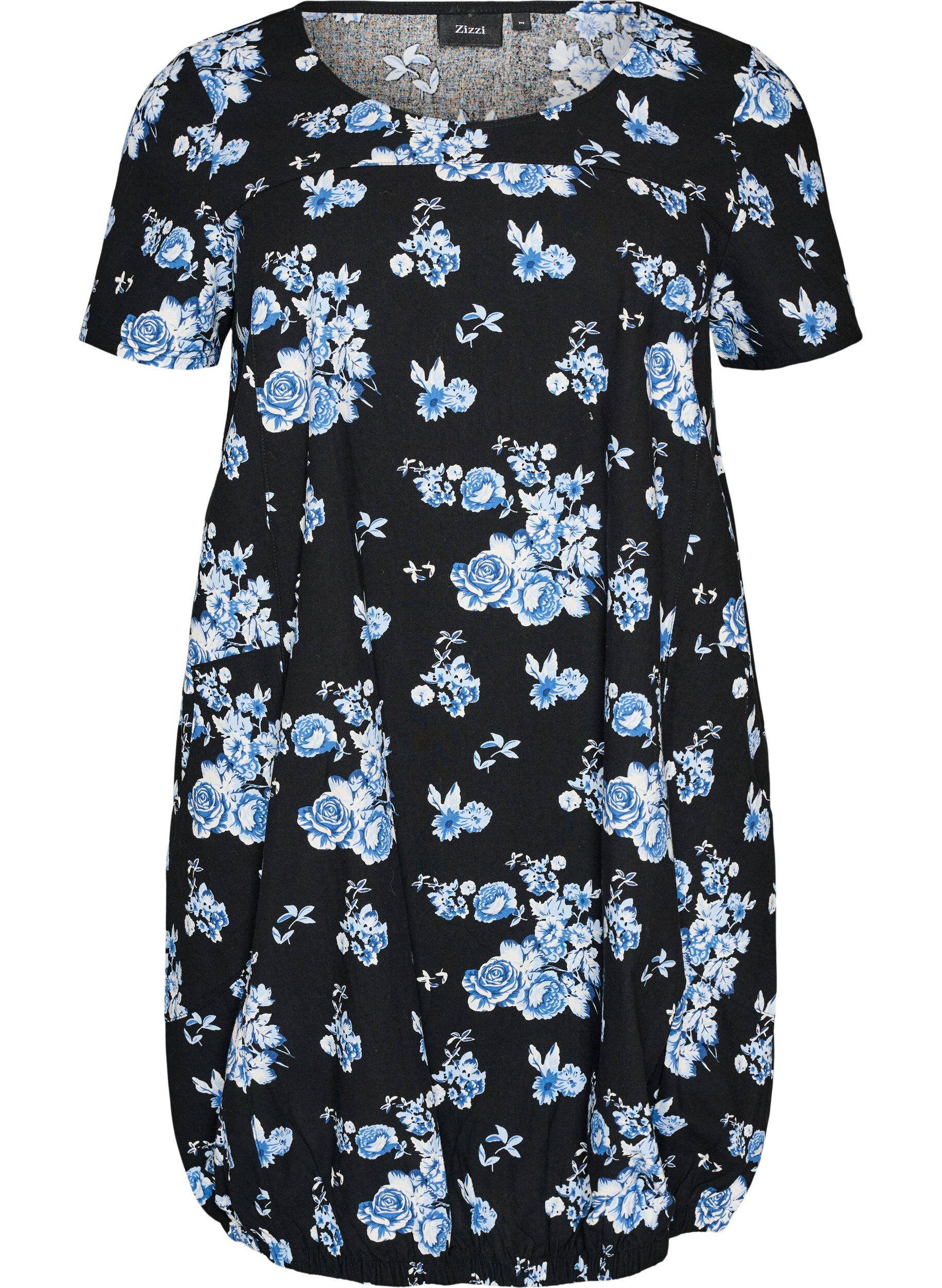 Robe en coton &agrave; manches courtes avec imprim&eacute;