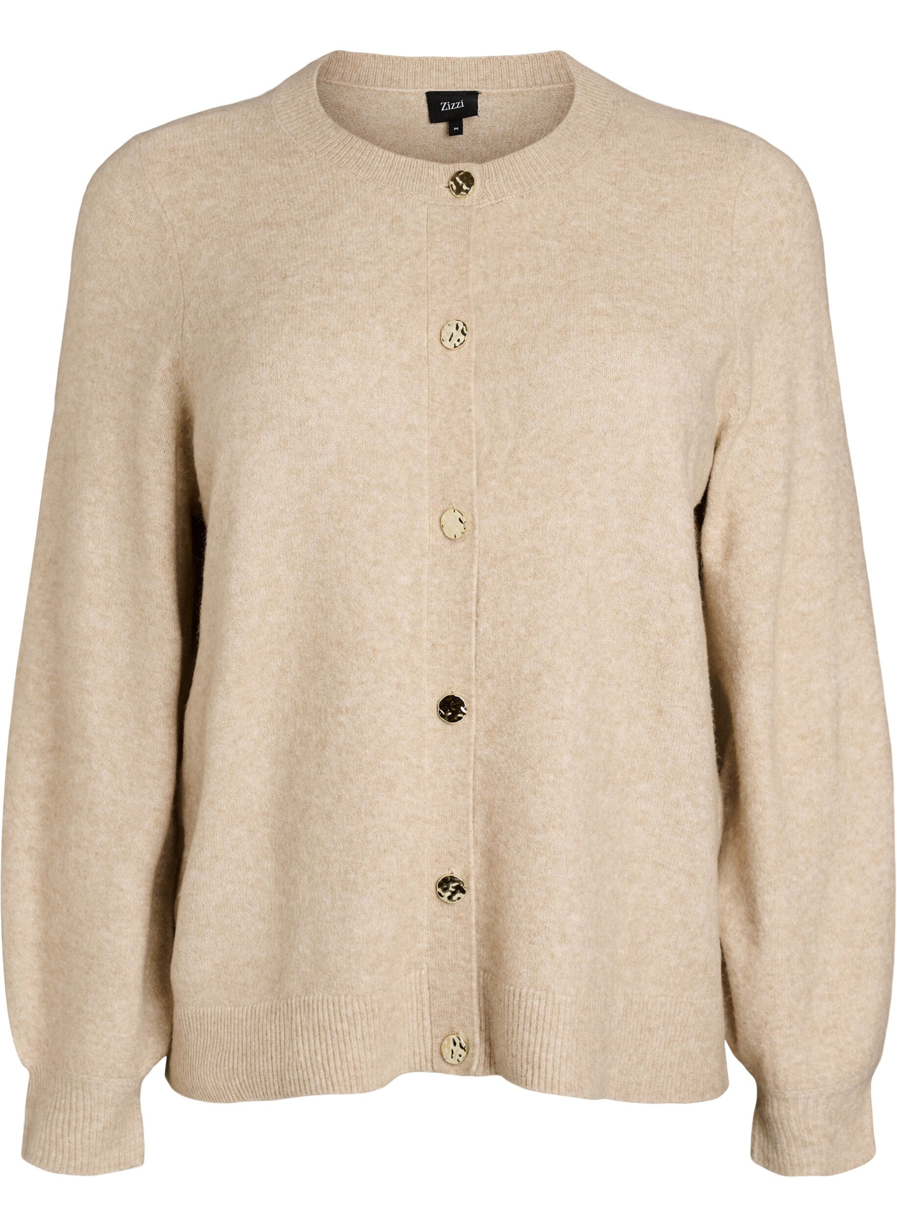 ZizziVest in zacht breisel met goudkleurige knopen, Beige, Packshot image number 0