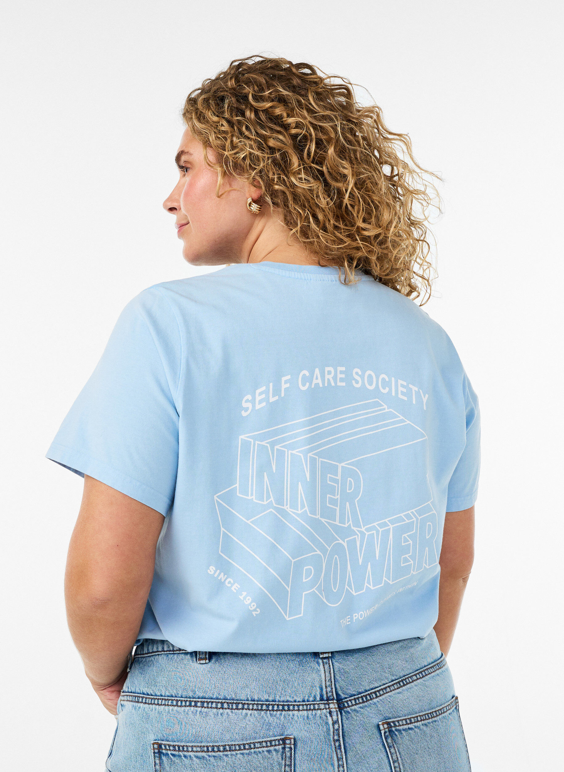 ZizziGrafisch T-shirt van biologisch katoen, Blauw, Model image number 0