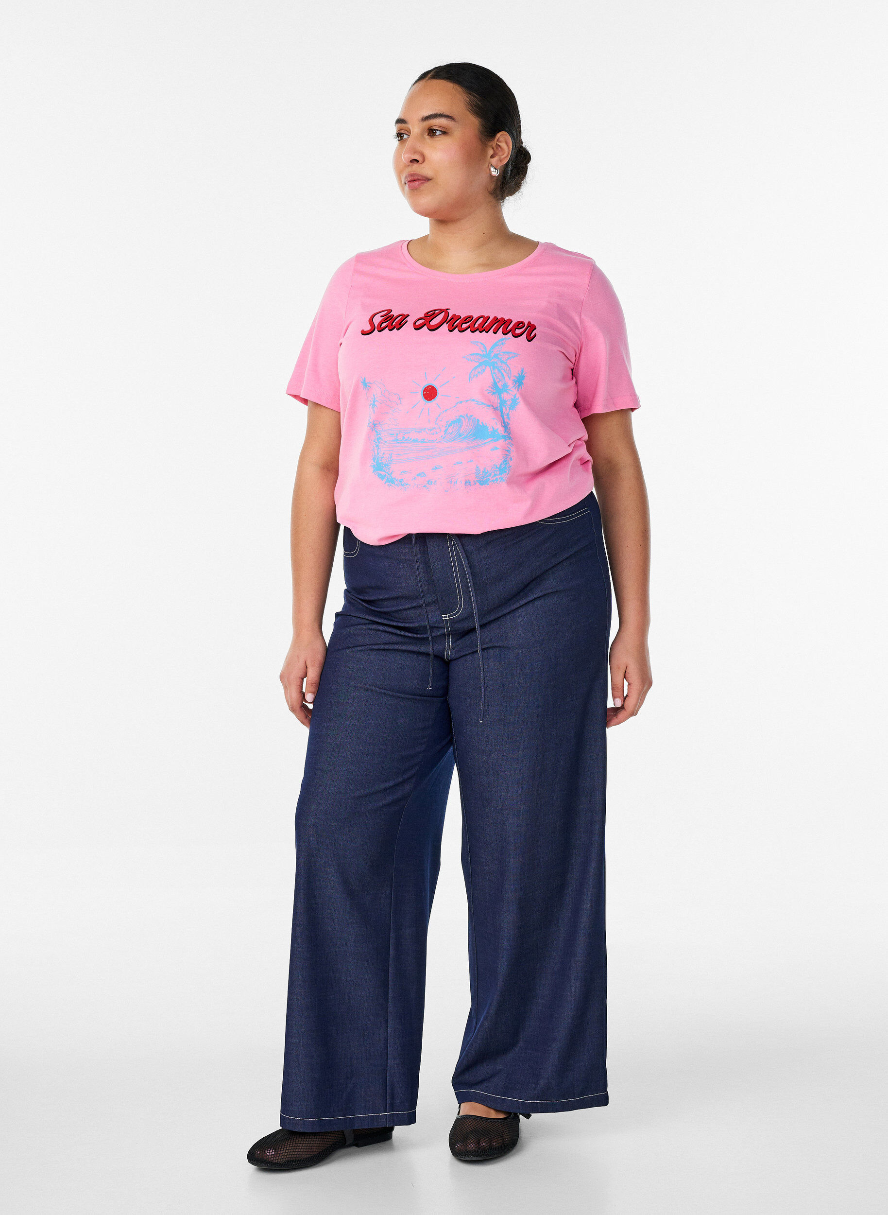 ZizziT-shirt met motief, Roze, Model image number 1