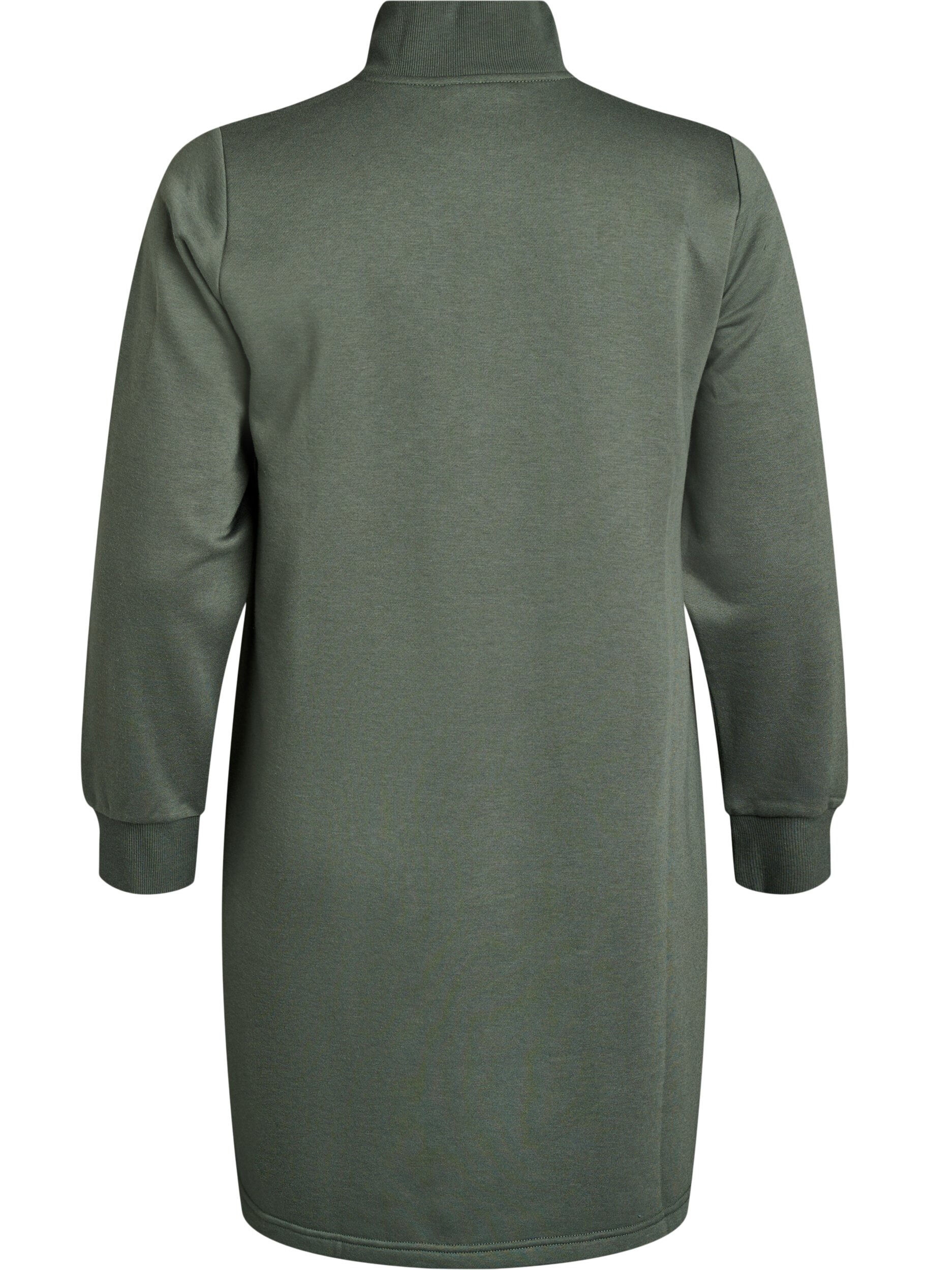ZizziKorte sweatshirtjurk met een hoge hals, Groen, Packshot image number 1