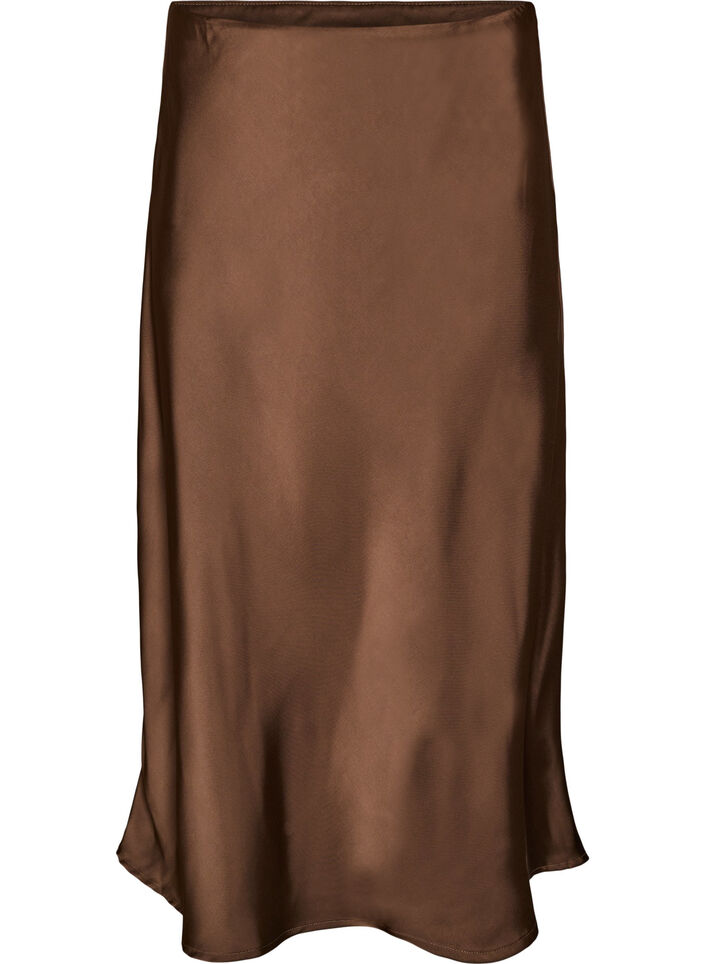 Satijnen midi rok, Bruin, Packshot image number 0