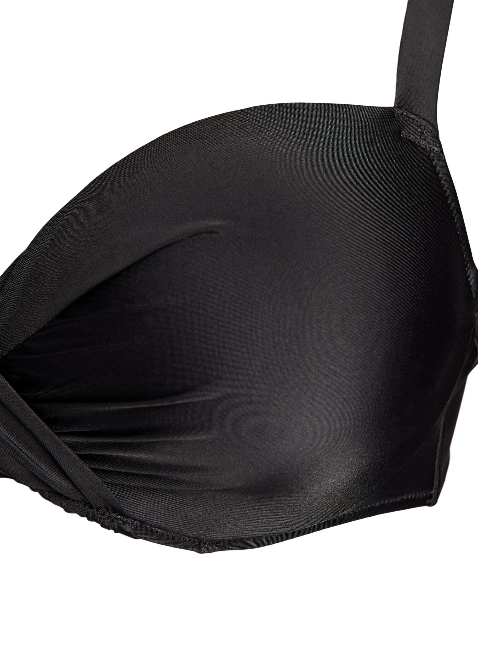 ZizziBikini top met beugel en plooien, Zwart, Packshot image number 2