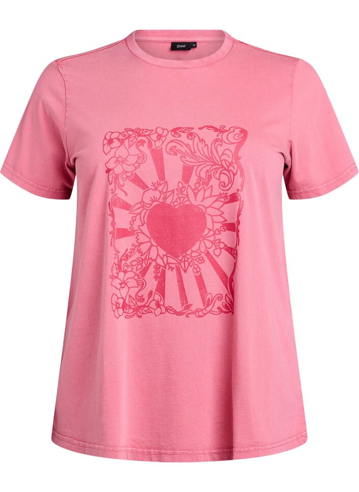 T-shirt in biologisch katoen met een coole print, Roze, Packshot image number 0