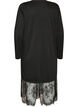 Jersey jurk met glitter en kanten rand, Zwart, Packshot image number 1