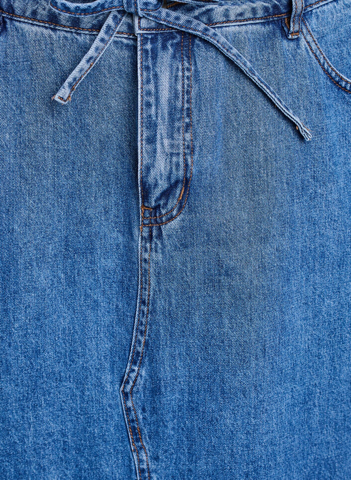 Denim maxirok met strikceintuur, Blue Denim, Packshot