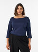 Basic T-shirt met boothals en 3/4-mouwen, Blauw, Model image number 0
