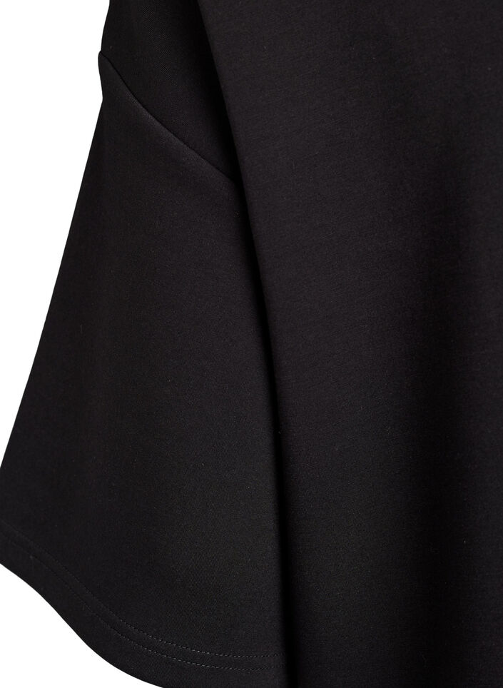 T-shirtjurk van jersey met zijsplitten, Zwart, Packshot image number 3