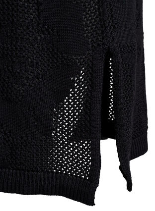 ZizziGebreide jurk met opengewerkt patroon en 3/4 mouwen, Black, Packshot image number 3