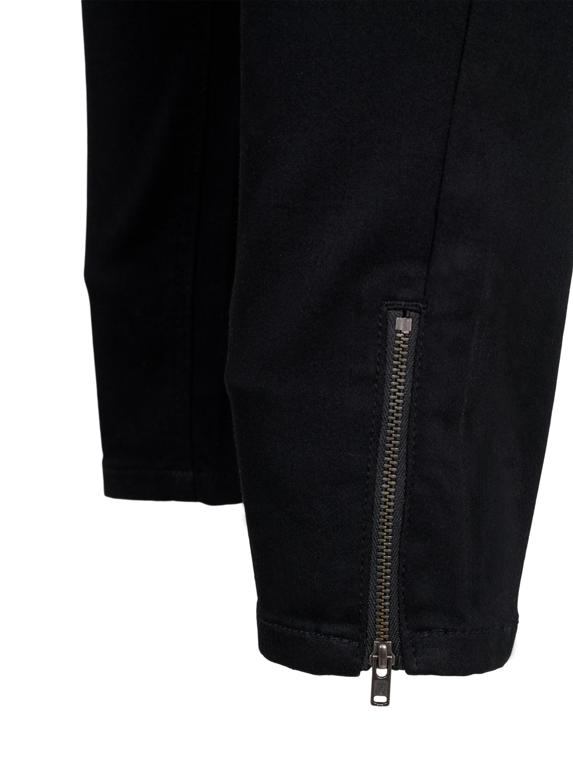 ZizziCropped Amy jeans met rits, Zwart, Packshot image number 3