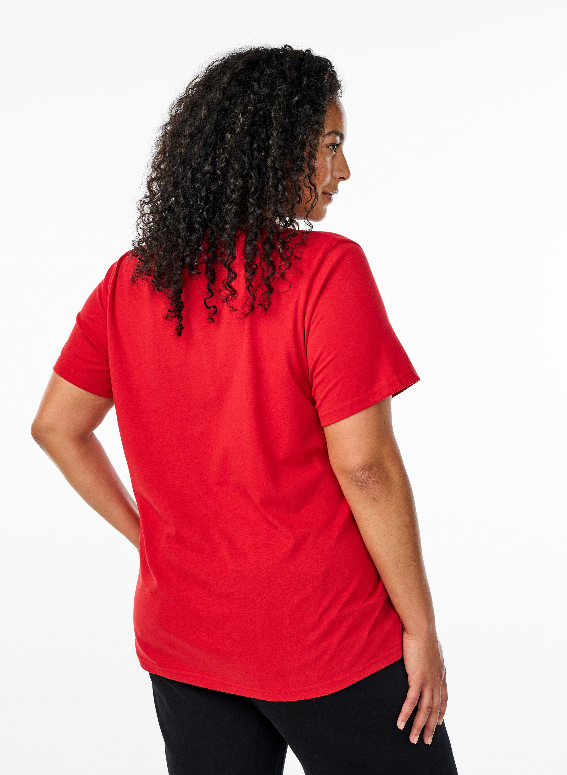 ZizziFLASH - T-shirt met V-hals, Rood, Model image number 2