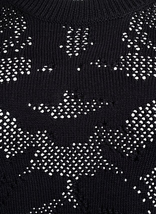 ZizziGebreide blouse met een opengewerkt patroon en 3/4 mouwen, Black, Packshot image number 2