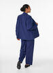 Pantalon de tailleur taille haute et coupe droite, Bleu, Model image number 1