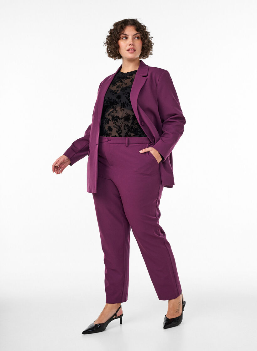 Broek met zakken en rechte pijpen, Paars, Model image number 0