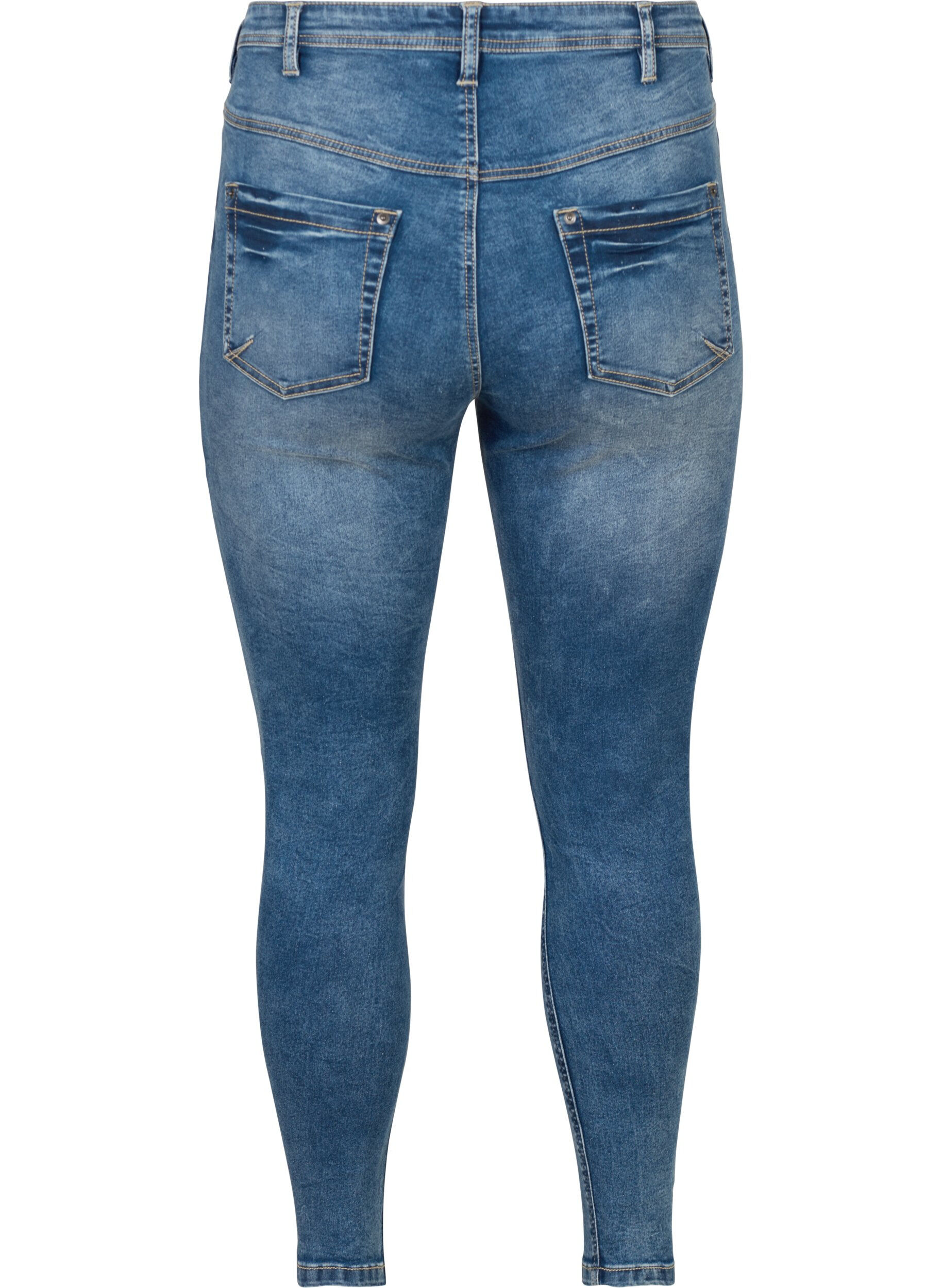 ZizziGecropte Amy jeans met ritssluiting details, Blauw, Packshot image number 1
