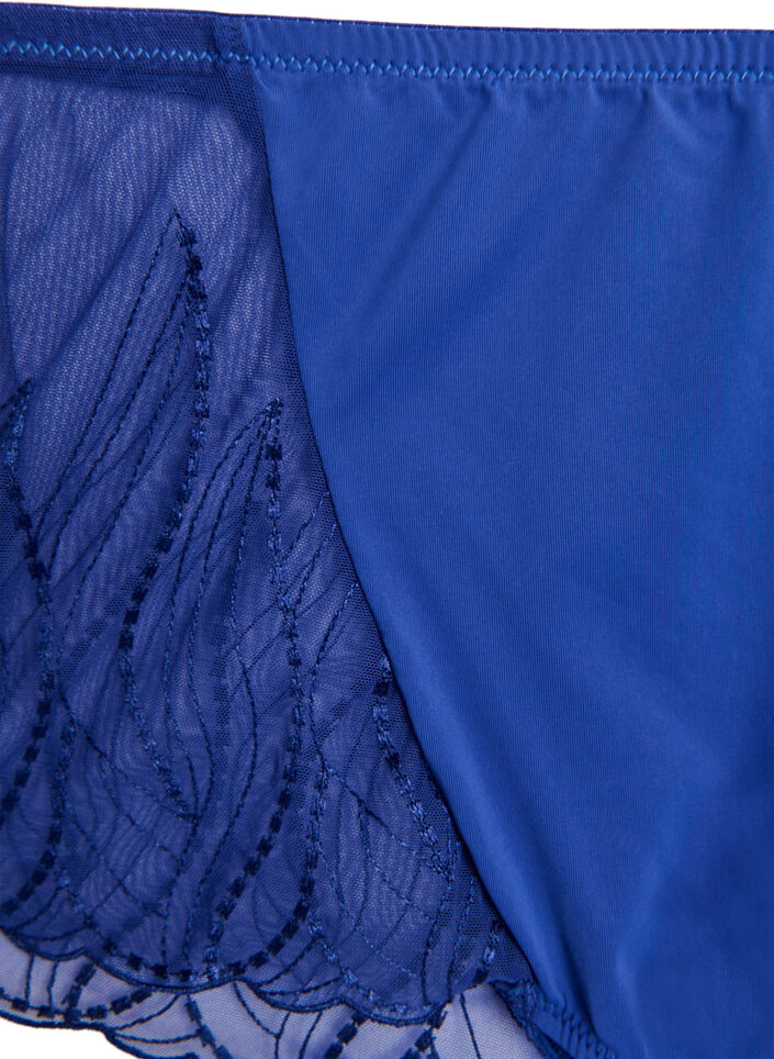 Microvezel hipster panties met kanten zijkanten, Blauw, Packshot