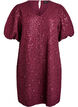 Korte paillettenjurk met pofmouwen, Donker Bordeaux, Packshot image number 0