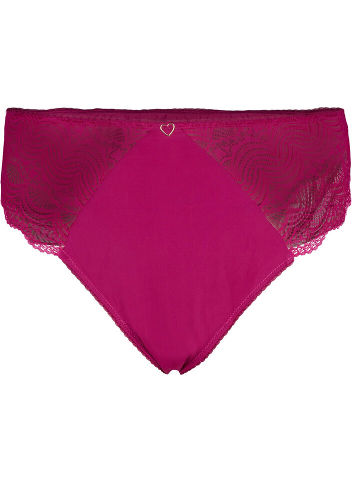 Microfiber string met kanten details, Boysenberry, Packshot