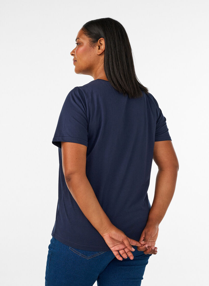 T-shirt met motief, Blauw, Model image number 2