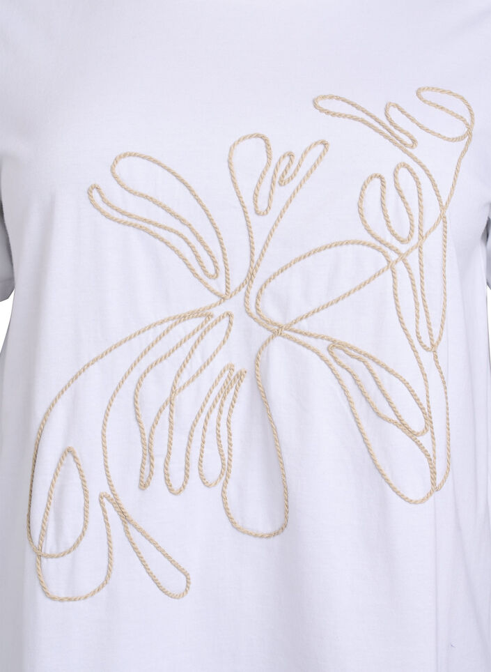 T-shirt in biologisch katoen met koorddetail, White S.T.Pearls, Packshot