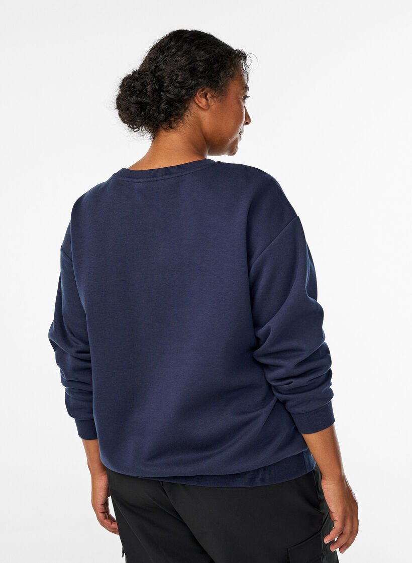 Sweatshirt met statementdetail, Blauw, Model