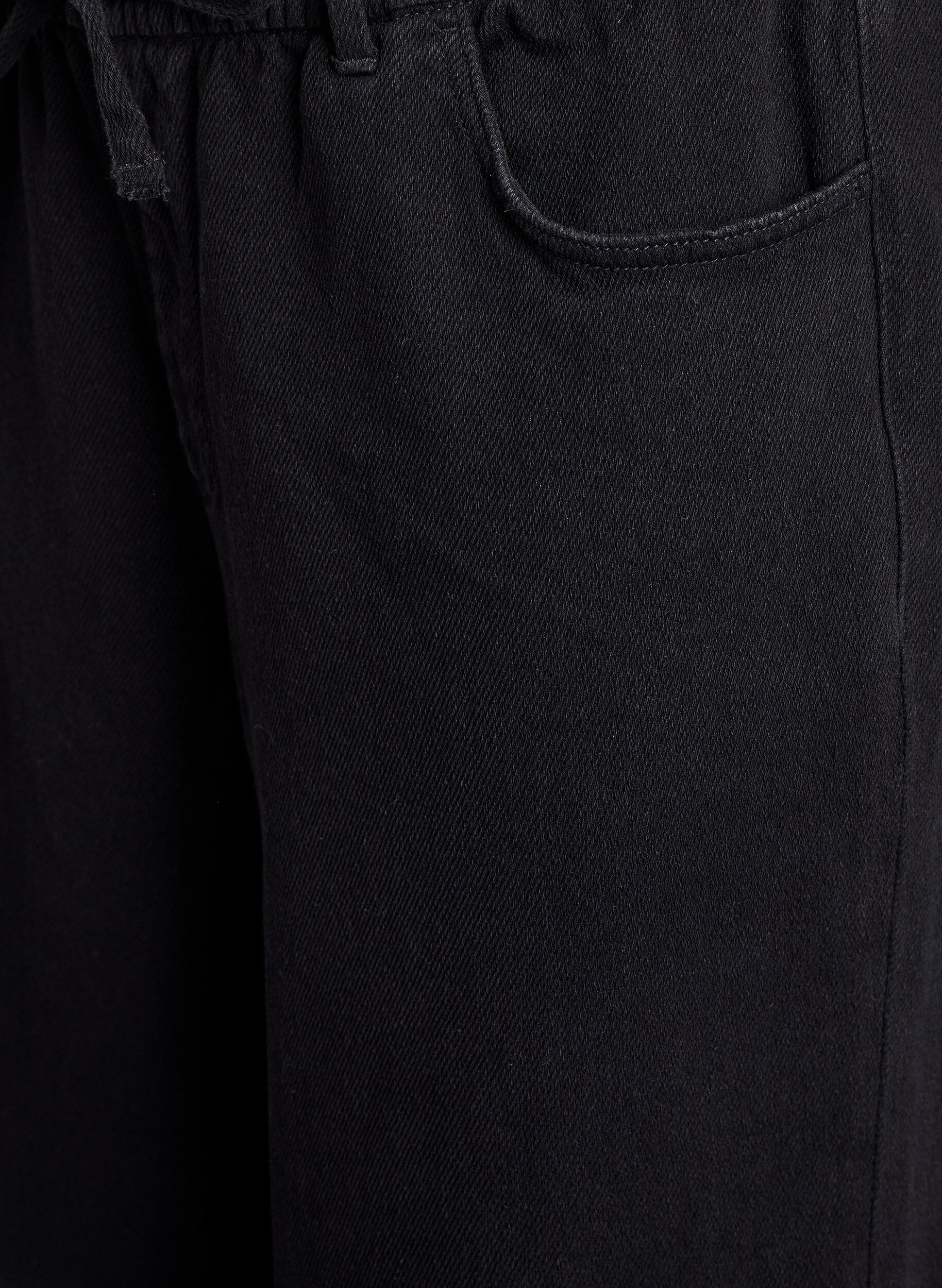 ZizziLosse pasvorm jeans met een elastische tailleband en een trekkoord, Zwart, Packshot image number 2