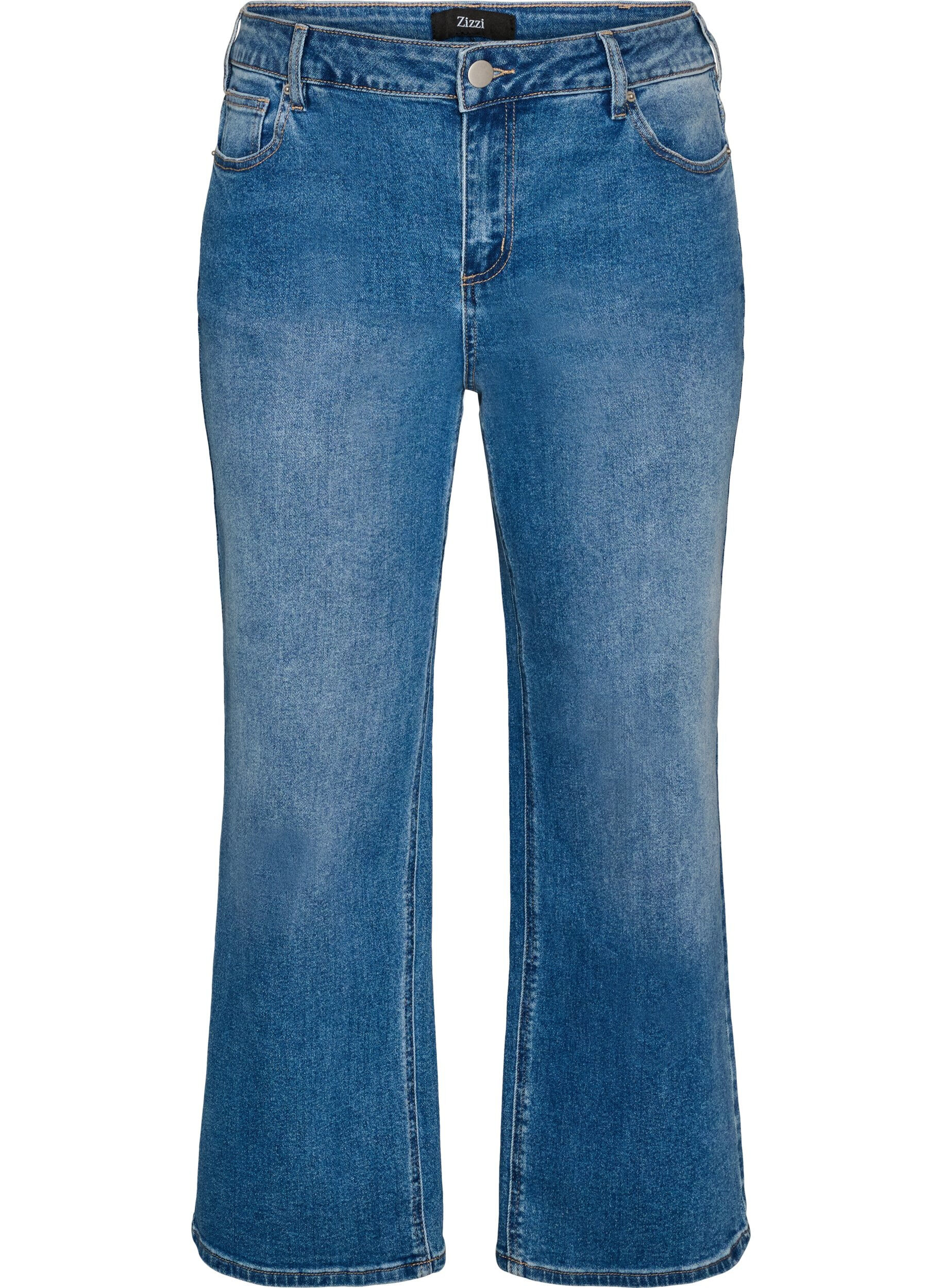 Straight jeans met een licht versleten look