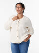 Kabelgebreid vest met gouden knopen, Vanille, Model image number 0