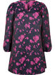 Korte jacquardjurk met lange mouwen, Black w. Red Rose, Packshot image number 0