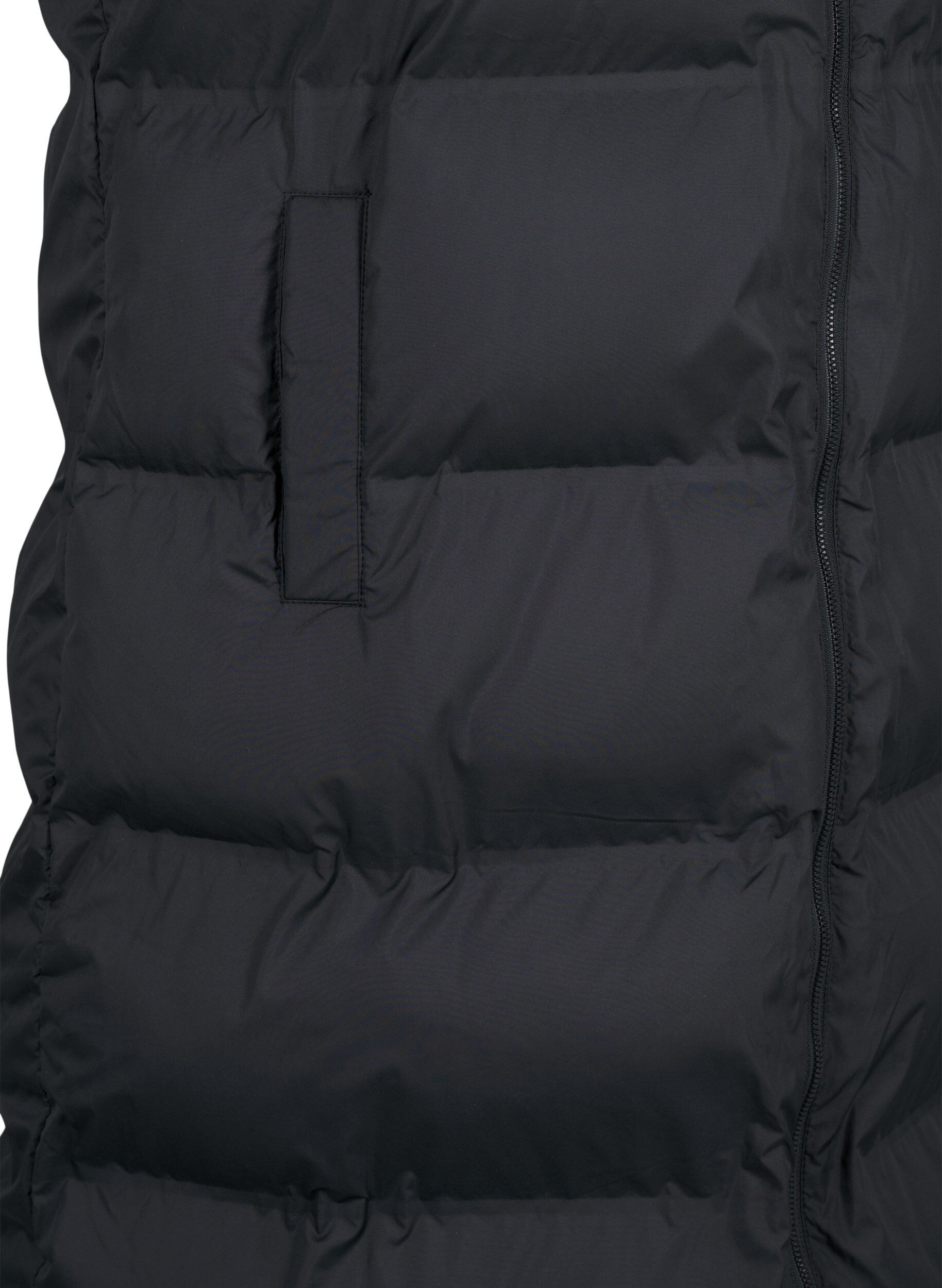 ZizziLang vest met zakken en rits in twee richtingen, Zwart, Packshot image number 3